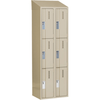 Concorde Heavy-Duty Lockers, 3 -tier, Bank of 2, 24" x 18" x 78", Steel, Beige, Welded (Assembled) Moffatt Supply & Specialties
