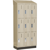 Concorde Heavy-Duty Lockers, 3 -tier, Bank of 3, 36" x 18" x 82", Steel, Beige, Welded (Assembled) Moffatt Supply & Specialties