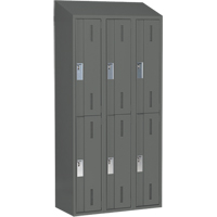 Concorde Heavy-Duty Lockers, 2 -tier, Bank of 3, 36" x 18" x 78", Steel, Charcoal, Welded (Assembled) Moffatt Supply & Specialties