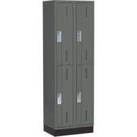 Concorde Heavy-Duty Lockers, 2 -tier, Bank of 2, 24" x 18" x 76", Steel, Charcoal, Welded (Assembled) Moffatt Supply & Specialties