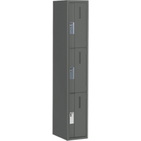 Concorde Heavy-Duty Lockers, 3 -tier, 12" x 18" x 72", Steel, Charcoal, Welded (Assembled) Moffatt Supply & Specialties