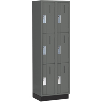 Concorde Heavy-Duty Lockers, 3 -tier, Bank of 2, 24" x 18" x 76", Steel, Charcoal, Welded (Assembled) Moffatt Supply & Specialties