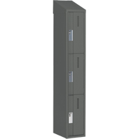 Concorde Heavy-Duty Lockers, 3 -tier, 12" x 18" x 78", Steel, Charcoal, Welded (Assembled) Moffatt Supply & Specialties