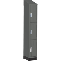 Concorde Heavy-Duty Lockers, 3 -tier, 12" x 18" x 82", Steel, Charcoal, Welded (Assembled) Moffatt Supply & Specialties