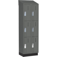 Concorde Heavy-Duty Lockers, 3 -tier, Bank of 2, 24" x 18" x 82", Steel, Charcoal, Welded (Assembled) Moffatt Supply & Specialties