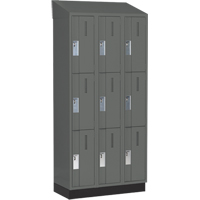 Concorde Heavy-Duty Lockers, 3 -tier, Bank of 3, 36" x 18" x 82", Steel, Charcoal, Welded (Assembled) Moffatt Supply & Specialties
