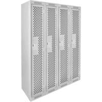 Clean Line Lockers, Bank of 4, 48" x 12" x 72", Steel, Grey, Rivet (Assembled), Perforated Moffatt Supply & Specialties