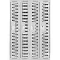 Clean Line Lockers, Bank of 4, 48" x 12" x 72", Steel, Grey, Rivet (Assembled), Perforated Moffatt Supply & Specialties