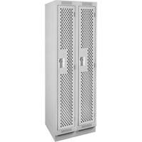 Clean Line Lockers, Bank of 2, 24" x 15" x 76", Steel, Grey, Rivet (Assembled), Perforated Moffatt Supply & Specialties