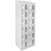 Assembled Lockerettes Clean Line Perforated Economy Lockers, 6 -tier, Bank of 2, 18" x 72" x 12", Steel Moffatt Supply & Specialties