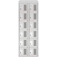 Assembled Lockerettes Clean Line Perforated Economy Lockers, 6 -tier, Bank of 2, 18" x 72" x 12", Steel Moffatt Supply & Specialties