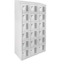 Assembled Lockerettes Clean Line Perforated Economy Lockers, 6 -tier, Bank of 3, 18" x 72" x 12", Steel Moffatt Supply & Specialties