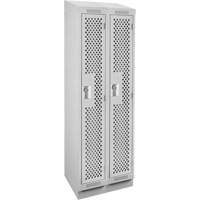 Clean Line Lockers, Bank of 2, 24" x 18" x 82", Steel, Grey, Rivet (Assembled), Perforated Moffatt Supply & Specialties