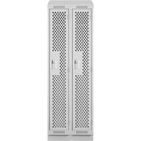 Clean Line Lockers, Bank of 2, 24" x 18" x 82", Steel, Grey, Rivet (Assembled), Perforated Moffatt Supply & Specialties