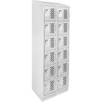 Assembled Lockerettes Clean Line Perforated Economy Lockers, 6 -tier, Bank of 2, 18" x 72" x 12", Steel Moffatt Supply & Specialties