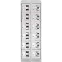 Assembled Lockerettes Clean Line Perforated Economy Lockers, 6 -tier, Bank of 2, 18" x 72" x 12", Steel Moffatt Supply & Specialties