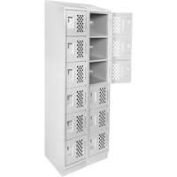 Assembled Lockerettes Clean Line Perforated Economy Lockers, 6 -tier, Bank of 2, 18" x 72" x 12", Steel Moffatt Supply & Specialties