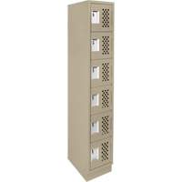 Assembled Lockerettes Clean Line Perforated Economy Lockers, 6 -tier, 18" x 72" x 12", Steel Moffatt Supply & Specialties