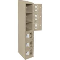 Assembled Lockerettes Clean Line Perforated Economy Lockers, 6 -tier, 18" x 72" x 12", Steel Moffatt Supply & Specialties