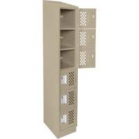 Assembled Lockerettes Clean Line Perforated Economy Lockers, 6 -tier, 18" x 72" x 12", Steel Moffatt Supply & Specialties