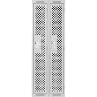 Clean Line Lockers, 2 -tier, 12" x 12" x 72", Steel, Grey, Rivet (Assembled), Perforated Moffatt Supply & Specialties