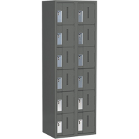 Concorde Heavy-Duty Lockers, 6 -tier, Bank of 2, 24" x 18" x 72", Steel, Charcoal, Welded (Assembled) Moffatt Supply & Specialties