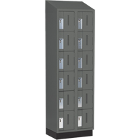 Concorde Heavy-Duty Lockers, 6 -tier, Bank of 2, 24" x 18" x 82", Steel, Charcoal, Welded (Assembled) Moffatt Supply & Specialties