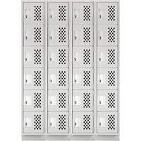 Assembled Clean Line Perforated Economy Lockers, 6 -tier, Bank of 4, 18" x 72" x 12", Steel Moffatt Supply & Specialties