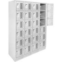Assembled Clean Line Perforated Economy Lockers, 6 -tier, Bank of 4, 18" x 72" x 12", Steel Moffatt Supply & Specialties