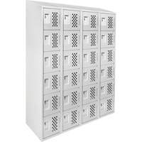 Assembled Clean Line Perforated Economy Lockers, 6 -tier, Bank of 4, 18" x 72" x 12", Steel Moffatt Supply & Specialties