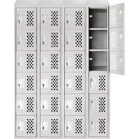 Assembled Clean Line Perforated Economy Lockers, 6 -tier, Bank of 4, 18" x 72" x 12", Steel Moffatt Supply & Specialties