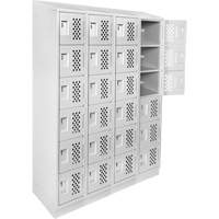 Assembled Clean Line Perforated Economy Lockers, 6 -tier, Bank of 4, 18" x 72" x 12", Steel Moffatt Supply & Specialties