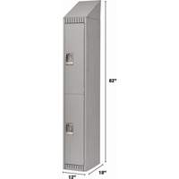 Lockers, 2 -tier, 12" x 18" x 82", Steel, Grey, Knocked Down Moffatt Supply & Specialties