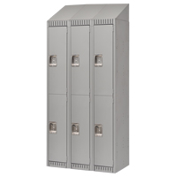 Lockers, 2 -tier, Bank of 3, 36" x 18" x 82", Steel, Grey, Knocked Down Moffatt Supply & Specialties
