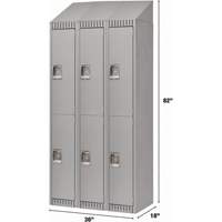 Lockers, 2 -tier, Bank of 3, 36" x 18" x 82", Steel, Grey, Knocked Down Moffatt Supply & Specialties