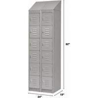 Lockers, 6 -tier, Bank of 2, 24" x 18" x 82", Steel, Grey, Knocked Down Moffatt Supply & Specialties