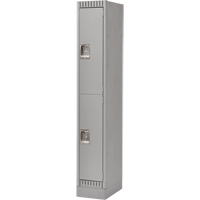 Lockers, 2 -tier, 12" x 18" x 76", Steel, Grey, Knocked Down Moffatt Supply & Specialties