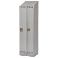 Lockers, Bank of 2, 24" x 18" x 86", Steel, Grey, Knocked Down Moffatt Supply & Specialties