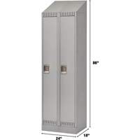 Lockers, Bank of 2, 24" x 18" x 86", Steel, Grey, Knocked Down Moffatt Supply & Specialties