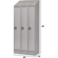 Lockers, Bank of 3, 36" x 18" x 86", Steel, Grey, Knocked Down Moffatt Supply & Specialties