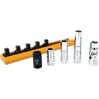 Chrome Finish Socket Set with Rail, 5 Pieces, 1/4" Drive Size Moffatt Supply & Specialties