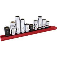 Chrome Finish Socket Set with Rail, 10 Pieces, 1/4"/3/8" Drive Size Moffatt Supply & Specialties