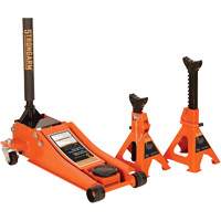 Low Profile Service Jack with Safety Stands, 3 Ton(s) Capacity, 2-19/20" Lowered, 19-9/10" Raised, Manual Hydraulic Moffatt Supply & Specialties