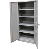 Storage Cabinet, Steel, 4 Shelves, 66" H x 30" W x 15" D, Grey Moffatt Supply & Specialties