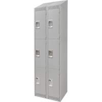 Lockers, 3 -tier, Bank of 2, 24" x 18" x 82", Steel, Grey, Knocked Down Moffatt Supply & Specialties