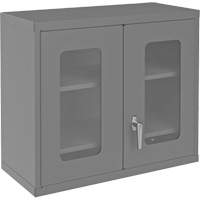 Wall-Mountable Storage Cabinet with Clearview Doors, 26-15/16" H x 29-7/8" W x 13-11/16" D, 2 Shelves, Steel, Grey Moffatt Supply & Specialties