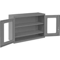 Wall-Mountable Storage Cabinet with Clearview Doors, 26-15/16" H x 35-7/8" W x 13-11/16" D, 2 Shelves, Steel, Grey Moffatt Supply & Specialties
