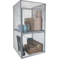 Casier pour entreposage en vrac, 2 niveaux, 48" x 48" x 90", Acier, Gris, D&eacute;mont&eacute;, Perfor&eacute; Moffatt Supply & Specialties