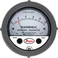 Manom&egrave;tre diff&eacute;rentiel et &eacute;metteur de signalisation de s&eacute;rie 605 Magnehelic,  4", 0 - 6 po en c.e., Fixation sur panneau, Analogique Moffatt Supply & Specialties