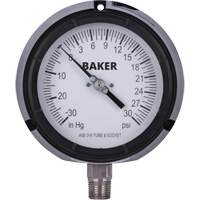 Manom&egrave;tre,  4-1/2", 30"-0-30 psi, Fixation inf&eacute;rieure, Analogique rempli de liquide Moffatt Supply & Specialties